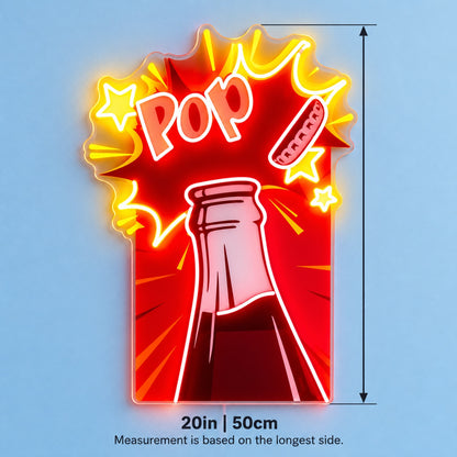 Pop Art Bottle LED Neon Sign - size guide