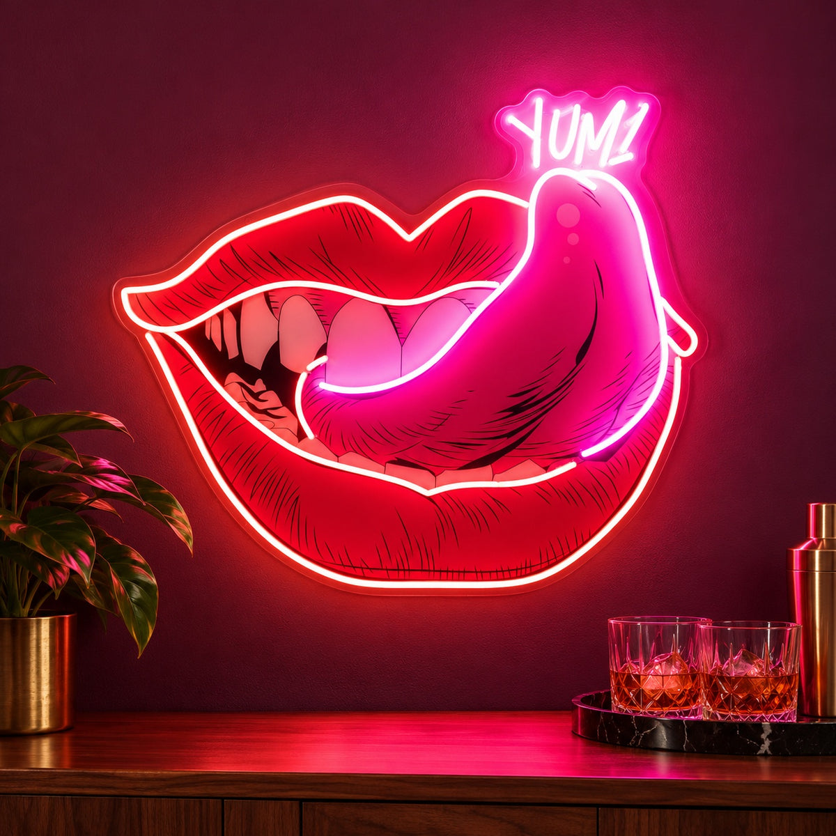 Pop Art Licking Lips LED Neon Sign - advertising view