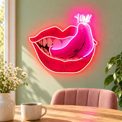 Pop Art Licking Lips LED Neon Sign - lifestyle view
