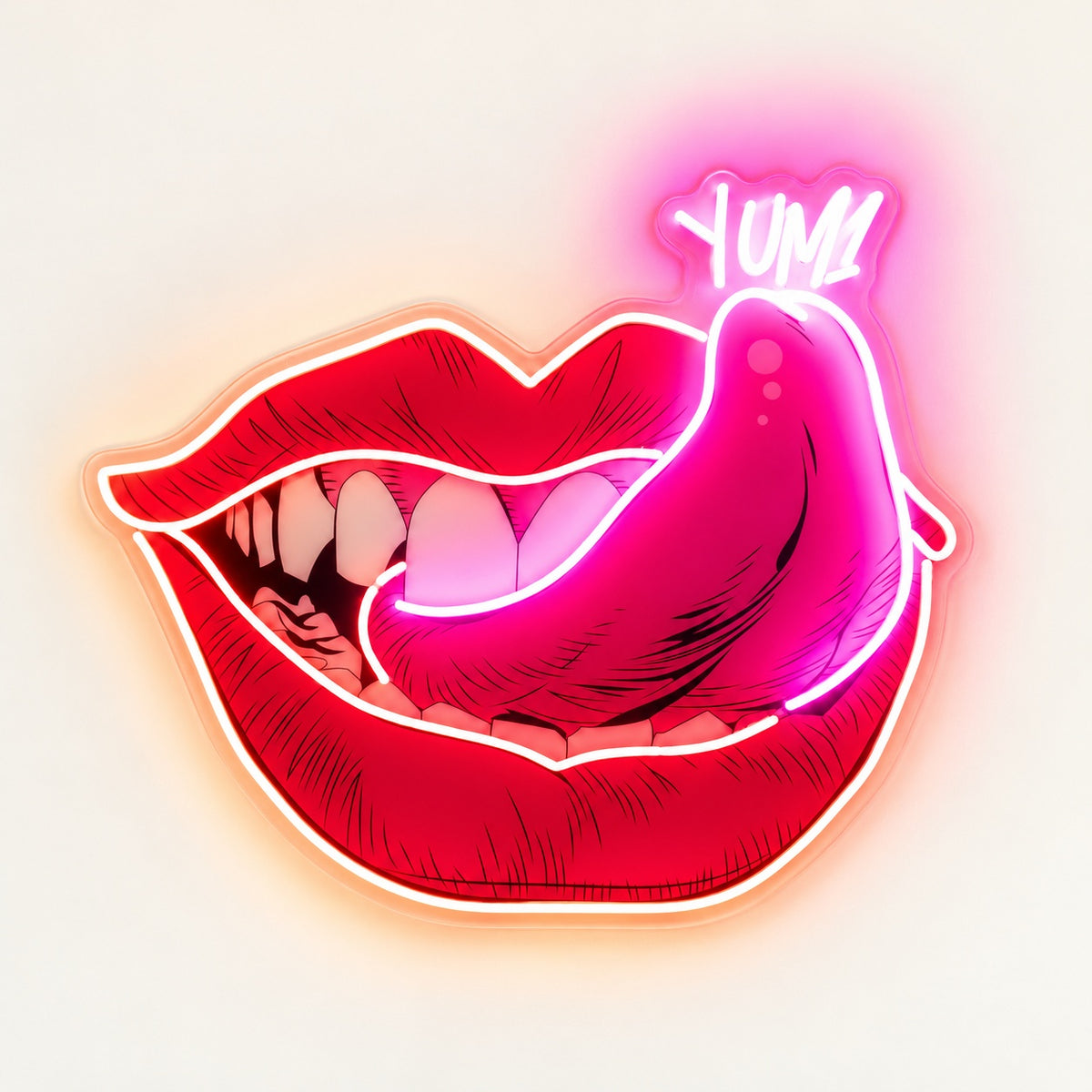 Pop Art Licking Lips LED Neon Sign - natural light view