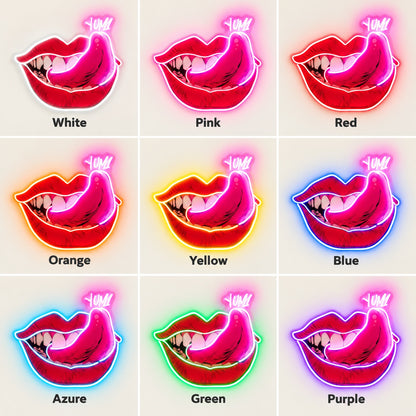 Pop Art Licking Lips LED Neon Sign - nine-color grid
