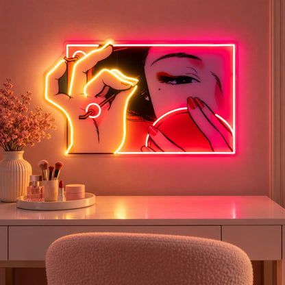 Pop Art Woman With Compact LED Neon Sign - advertising view