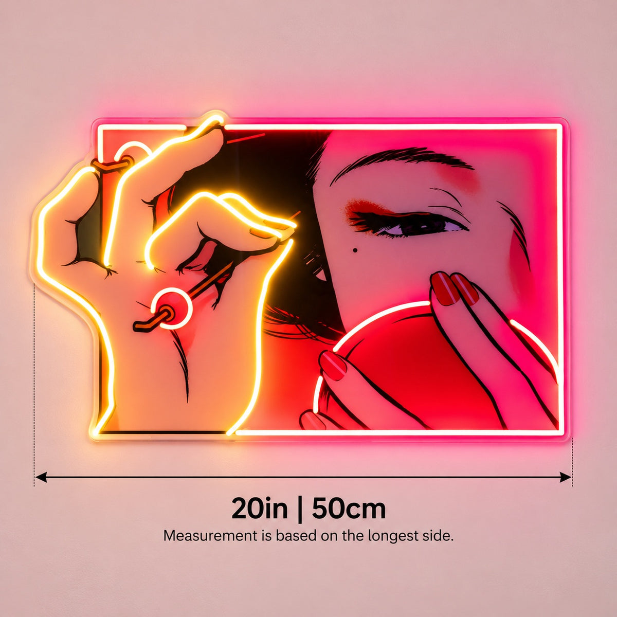 Pop Art Woman With Compact LED Neon Sign - size guide