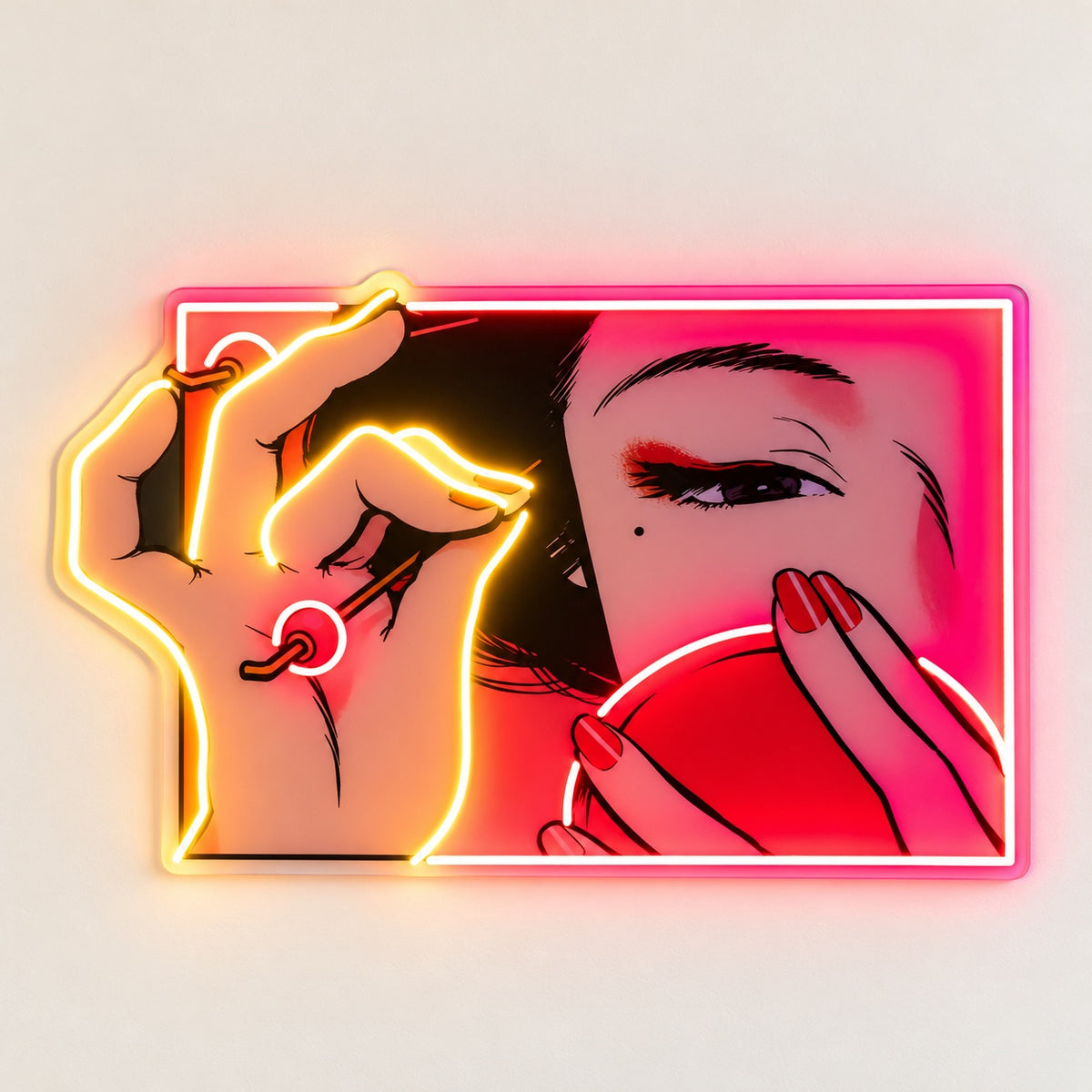 Pop Art Woman With Compact LED Neon Sign - natural light view