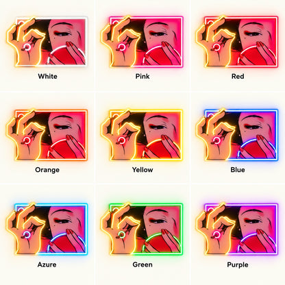 Pop Art Woman With Compact LED Neon Sign - nine-color grid