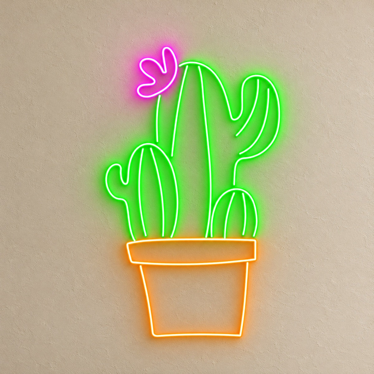Potted Cactus Trio with Flower LED Neon Sign - product hero