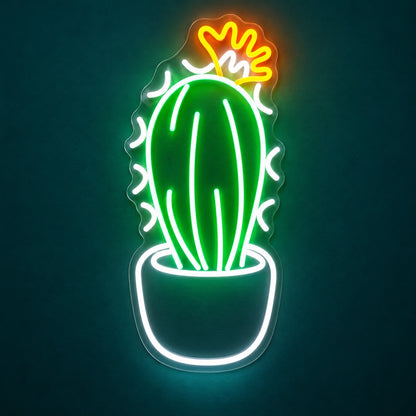 Potted Cactus with Flower LED Neon Sign - product hero