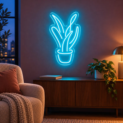 Potted Snake Plant LED Neon Sign - advertising view