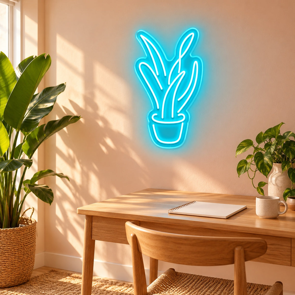 Potted Snake Plant LED Neon Sign - lifestyle view