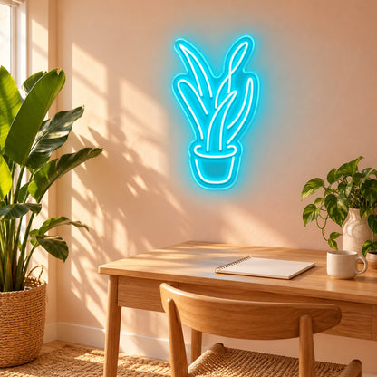 Potted Snake Plant LED Neon Sign - lifestyle view