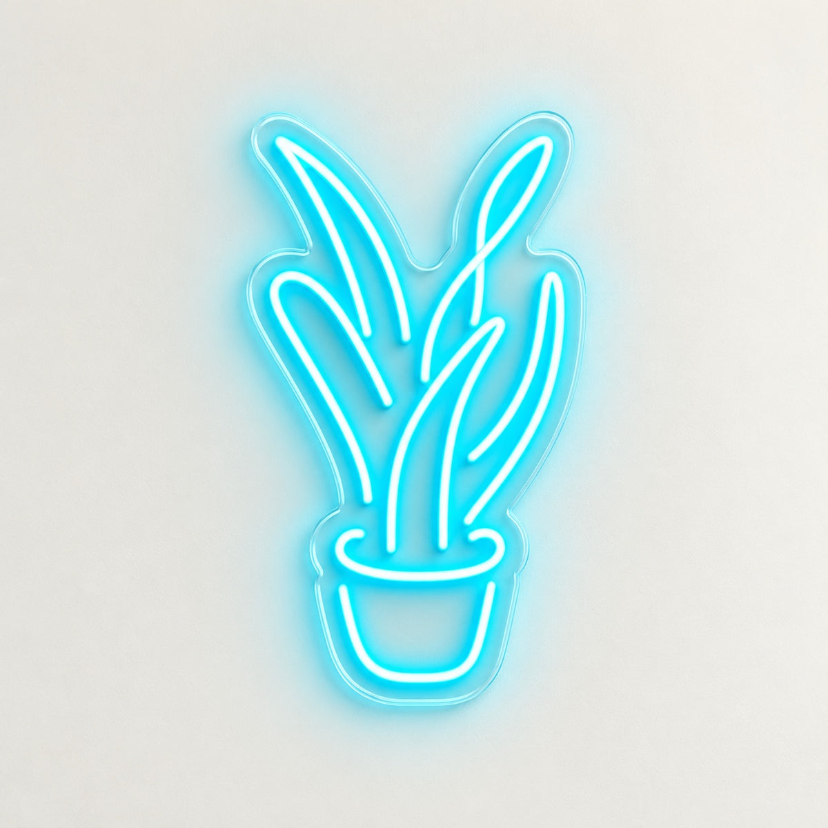 Potted Snake Plant LED Neon Sign - natural light view