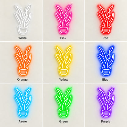Potted Snake Plant LED Neon Sign - nine-color grid