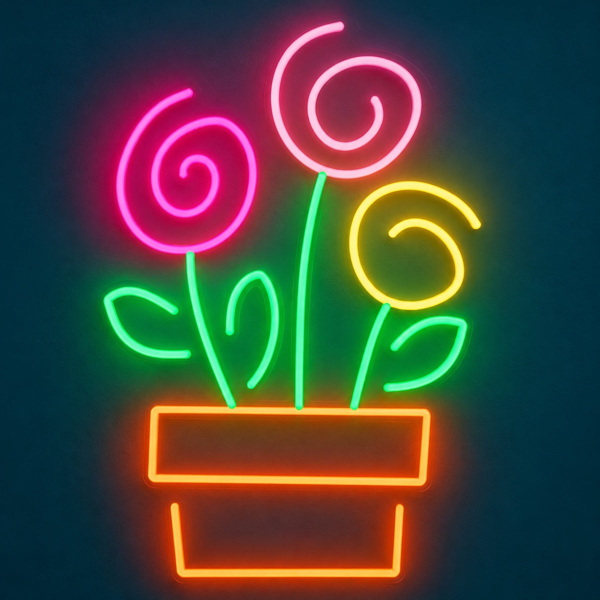 Potted Spiral Flowers LED Neon Sign - product hero