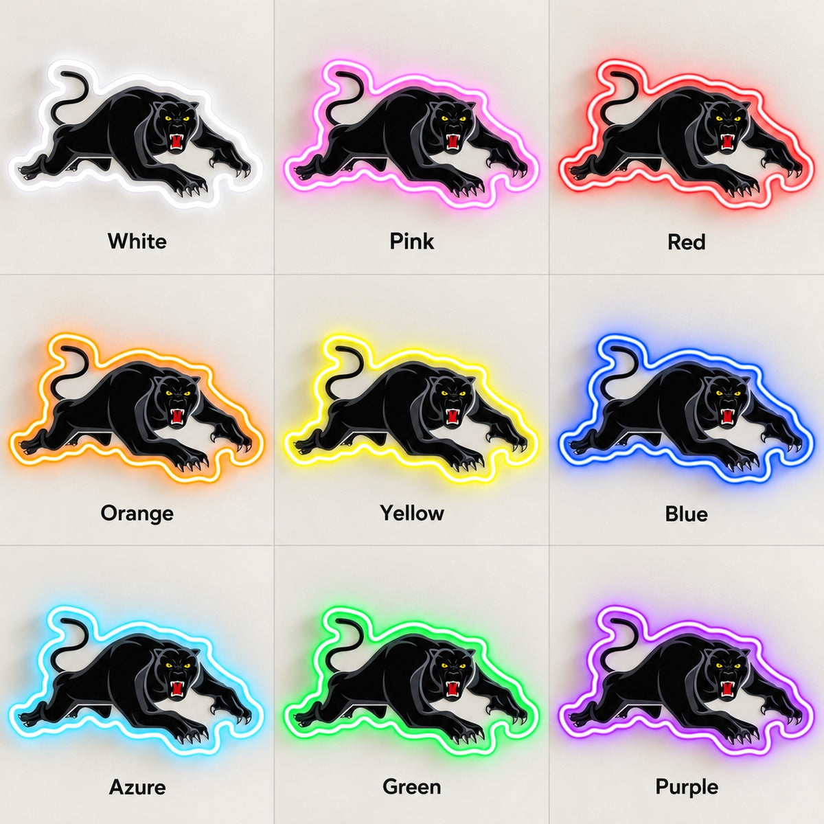 Pouncing Panther LED Neon Sign - nine-color grid