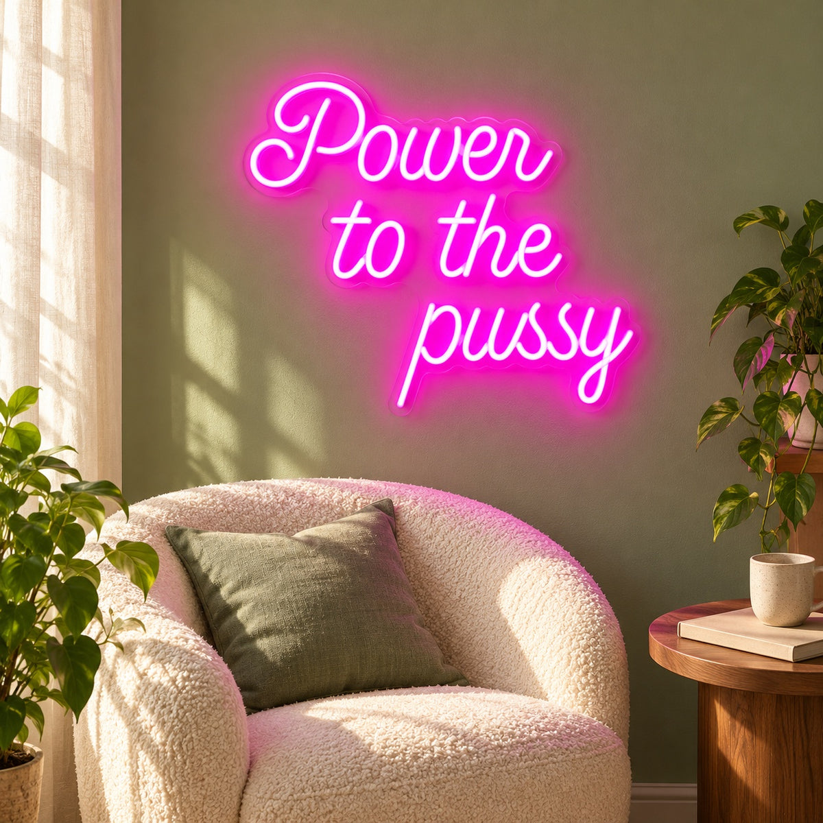 Power To The Pussy LED Neon Sign - lifestyle view