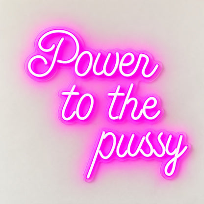 Power To The Pussy LED Neon Sign - natural light view