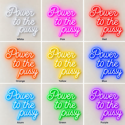 Power To The Pussy LED Neon Sign - nine-color grid