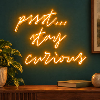 Pssst Stay Curious LED Neon Sign - advertising view