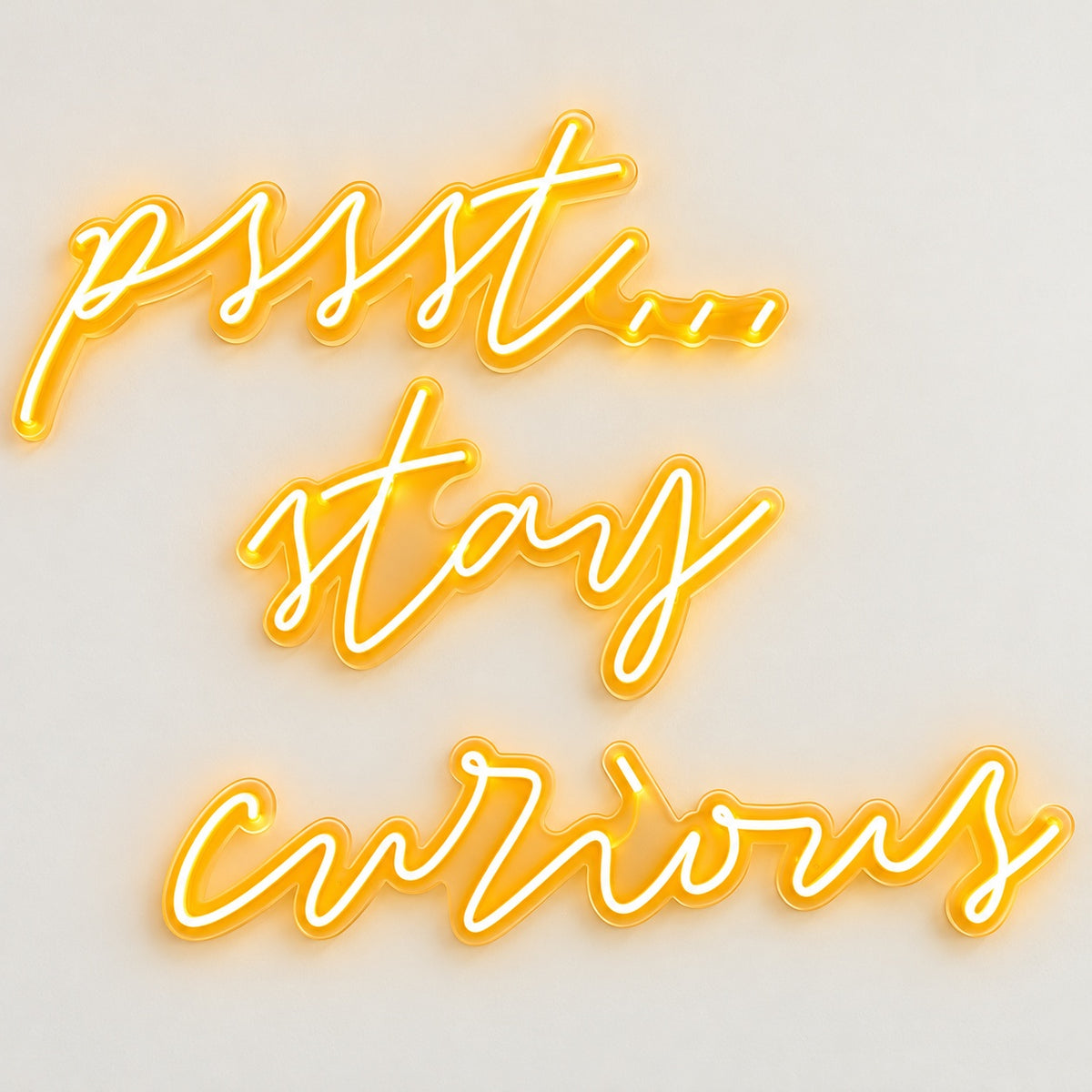 Pssst Stay Curious LED Neon Sign - natural light view