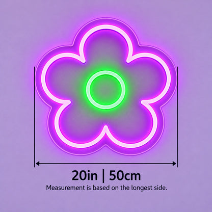 Flower LED Neon Sign - size guide
