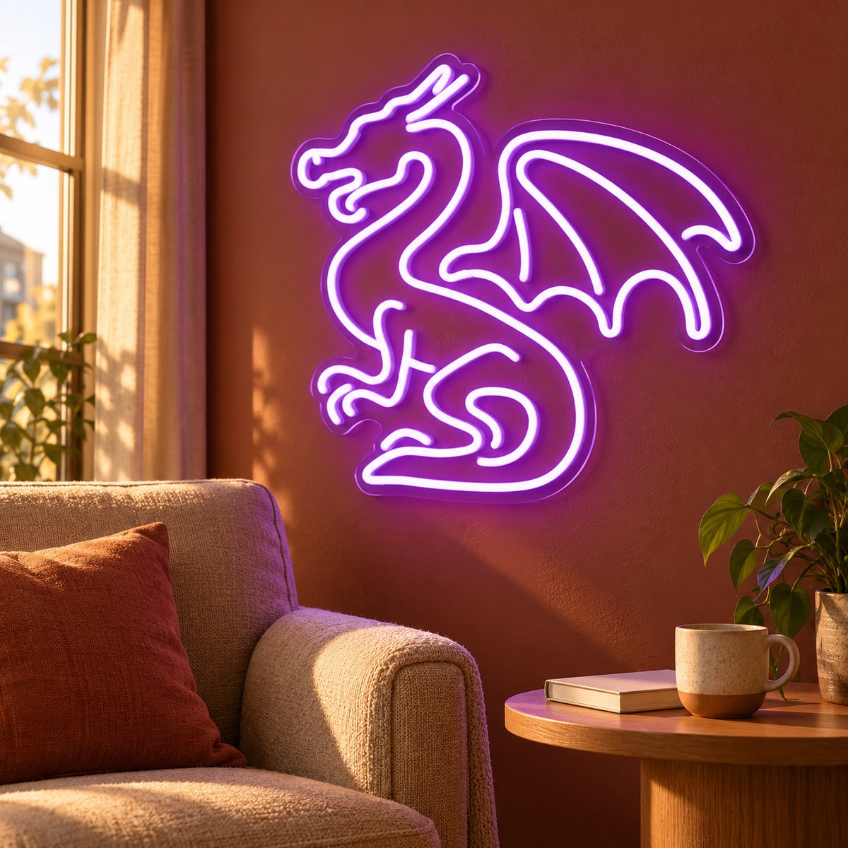 Winged Dragon LED Neon Sign - lifestyle view