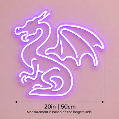 Winged Dragon LED Neon Sign - size guide