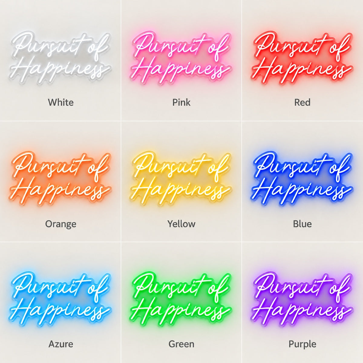 Pursuit Of Happiness LED Neon Sign - nine-color grid