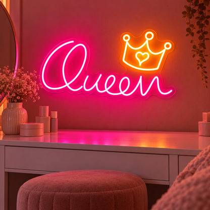 Queen Crown Heart LED Neon Sign - advertising view