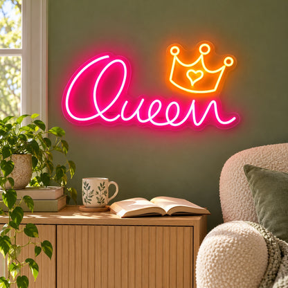 Queen Crown Heart LED Neon Sign - lifestyle view
