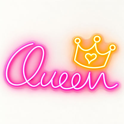 Queen Crown Heart LED Neon Sign - natural light view