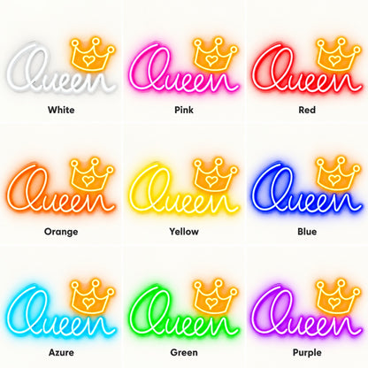 Queen Crown Heart LED Neon Sign - nine-color grid