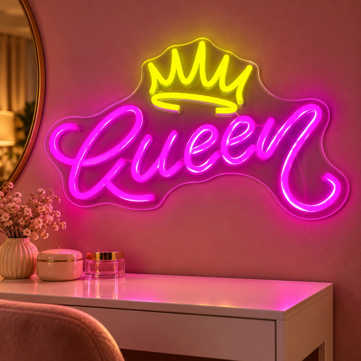 Queen Crown LED Neon Sign - advertising view