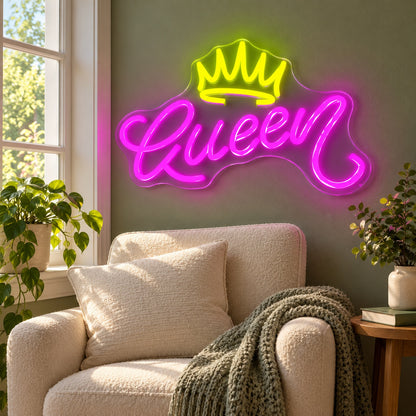 Queen Crown LED Neon Sign - lifestyle view