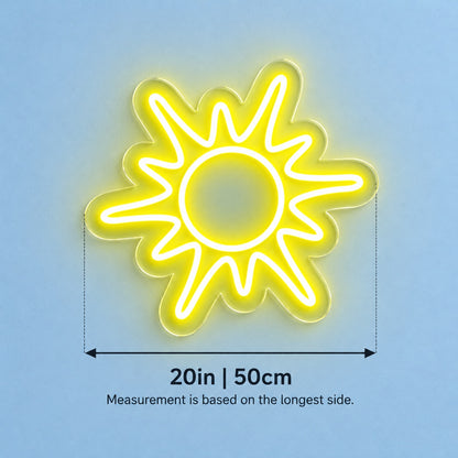 Radiant Sun LED Neon Sign - size guide