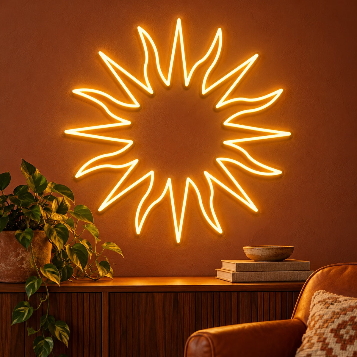 Radiant Sun LED Neon Sign - advertising view