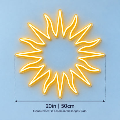 Radiant Sun LED Neon Sign - size guide