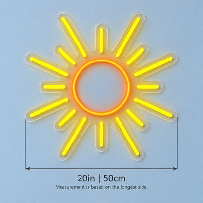 Radiant Sun LED Neon Sign - size guide