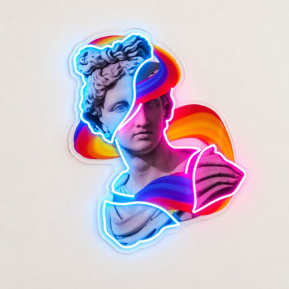 Rainbow Classical Bust LED Neon Sign - natural light view