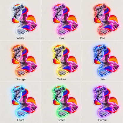 Rainbow Classical Bust LED Neon Sign - nine-color grid