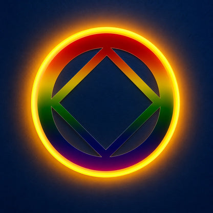 Rainbow Diamond Circle LED Neon Sign - product hero