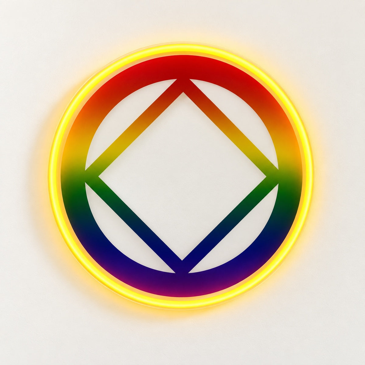Rainbow Diamond Circle LED Neon Sign - natural light view