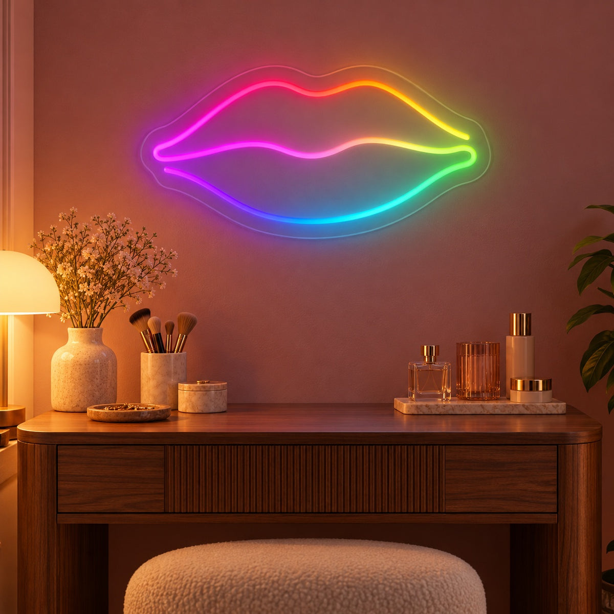 Rainbow Lips LED Neon Sign - advertising view
