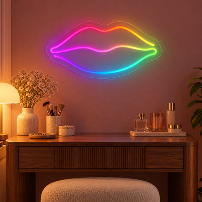Rainbow Lips LED Neon Sign - advertising view