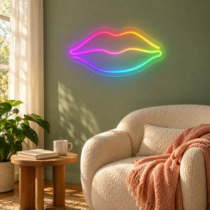 Rainbow Lips LED Neon Sign - lifestyle view