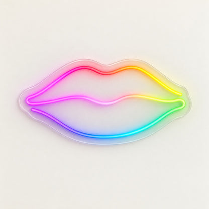 Rainbow Lips LED Neon Sign - natural light view