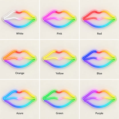 Rainbow Lips LED Neon Sign - nine-color grid