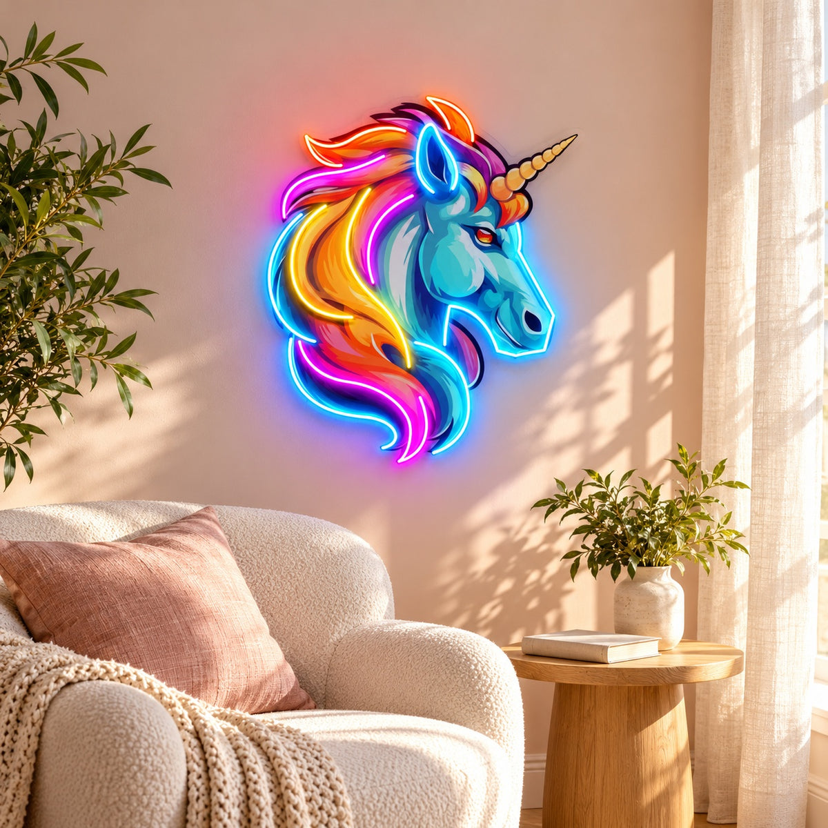 Rainbow Unicorn LED Neon Sign - lifestyle view