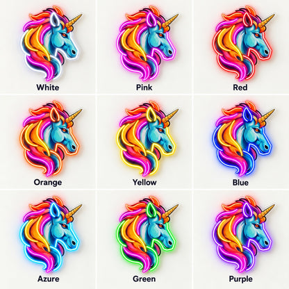 Rainbow Unicorn LED Neon Sign - nine-color grid