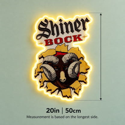 Ram Breaking Through LED Neon Sign - size guide