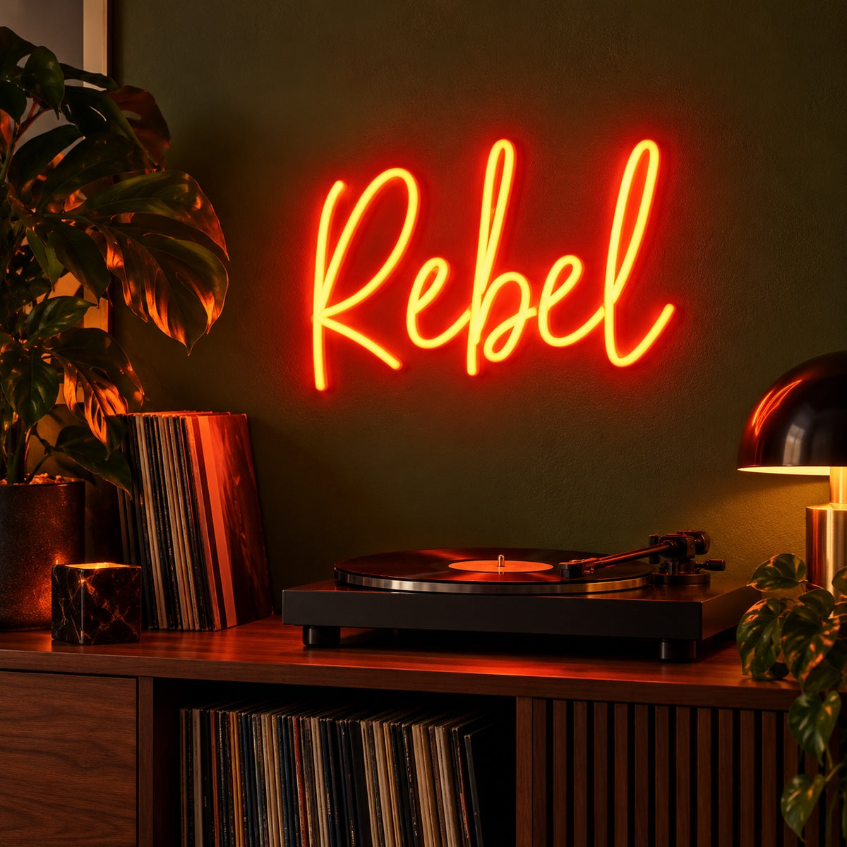 Rebel LED Neon Sign - advertising view